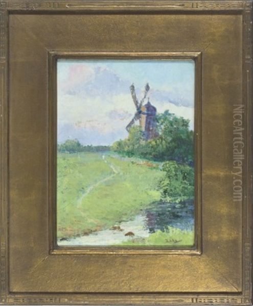 Landscape With Windmill Oil Painting by Henry Stephens Eddy