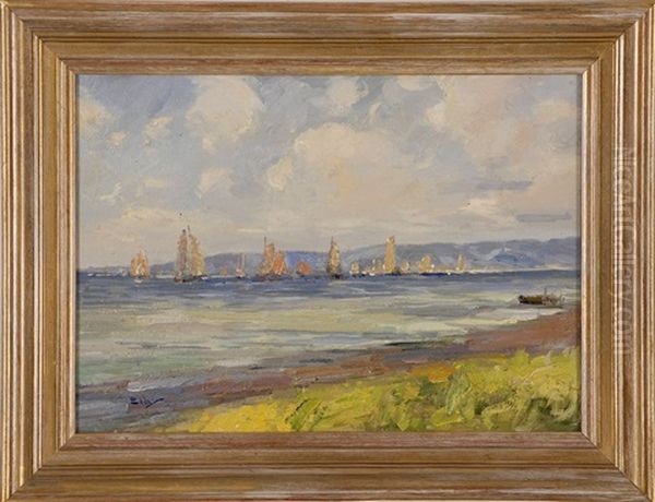 Sailing Ships Off The Coast Oil Painting by Henry Stephens Eddy