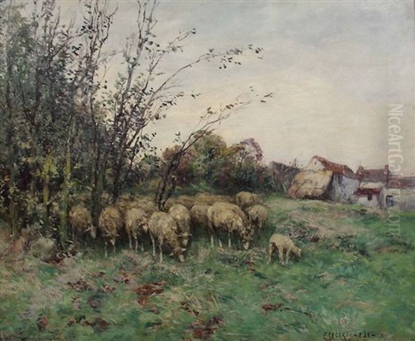 Schafherde Auf Der Wiese Oil Painting by Frederick Charles Vipont Ede