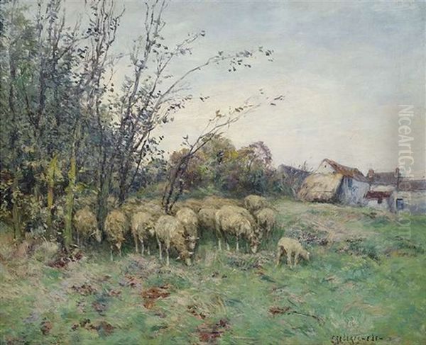 Schafherde In Herbstlicher Landschaft by Frederick Charles Vipont Ede