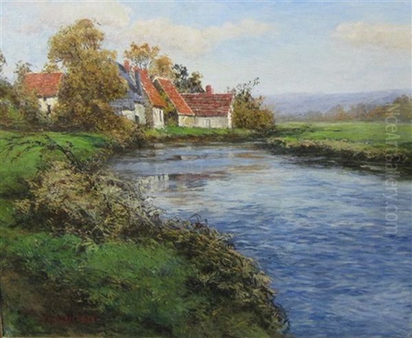 At A River-side (brittany?) Oil Painting by Frederick Charles Vipont Ede