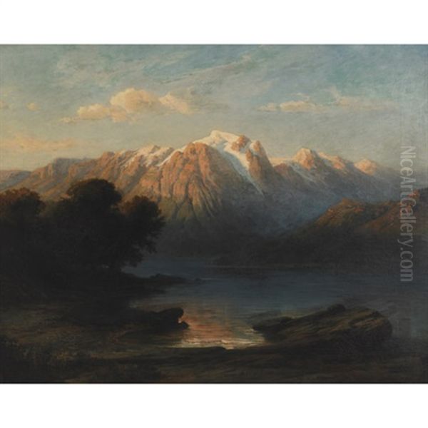 A View Of Mountains And Lake Oil Painting by Frederick Charles Vipont Ede