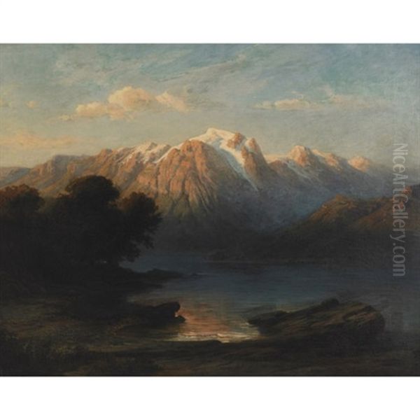 A View Of Mountains And Lake Oil Painting by Frederick Charles Vipont Ede