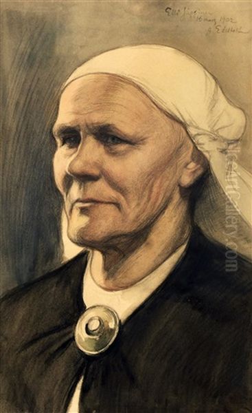 Old Woman From Ruokolahti Oil Painting by Albert Edelfelt