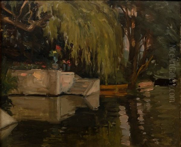 Park Motif, Vaux Sur Seine Ii Oil Painting by Albert Edelfelt