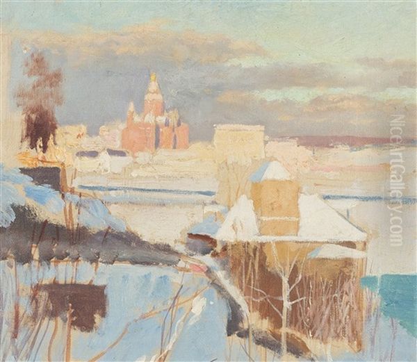 View From Kaivopuisto Oil Painting by Albert Edelfelt