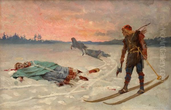 Death Of Bishop Henrik Oil Painting by Albert Edelfelt