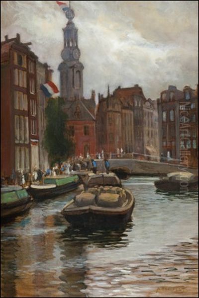 Nakyma Amsterdamista Oil Painting by Albert Edelfelt