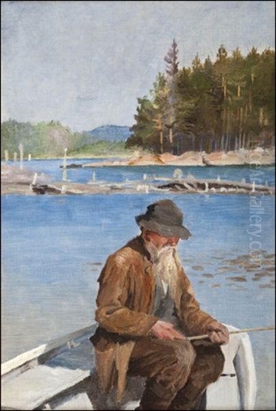 Onkiva Mies Oil Painting by Albert Edelfelt