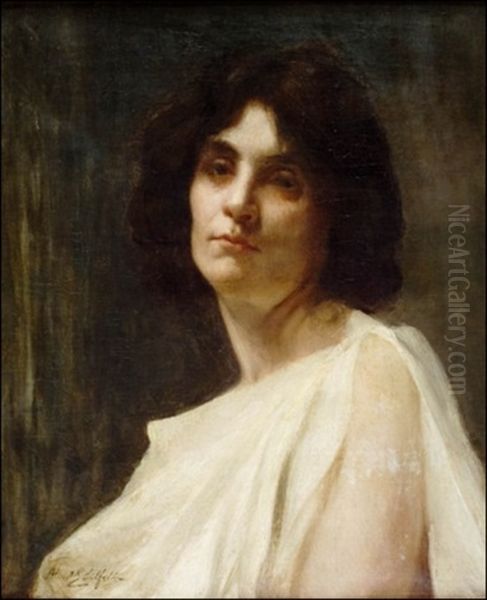 Tummatukkainen Malli Oil Painting by Albert Edelfelt