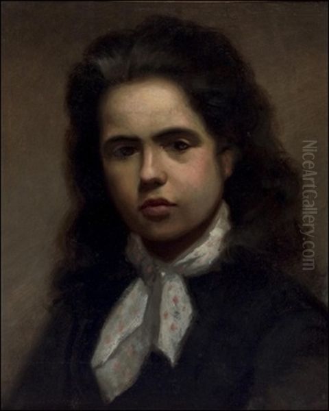 Tytto Mustissa Oil Painting by Albert Edelfelt