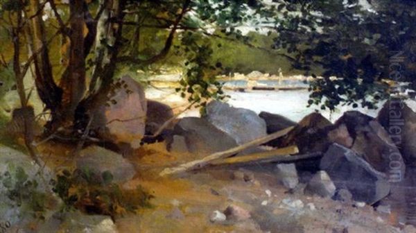 Haikon Rantakivia Oil Painting by Albert Edelfelt