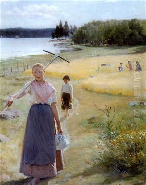 Elokuu Oil Painting by Albert Edelfelt