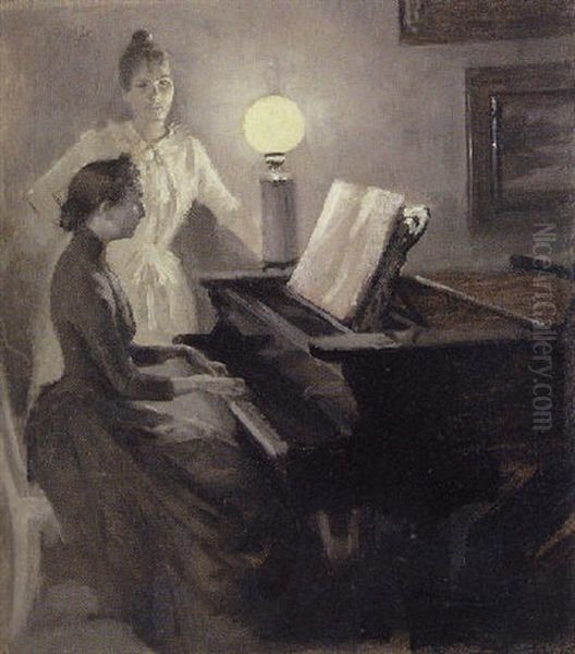 En Ungdomsmelodi, Nuoruuden Salvema Oil Painting by Albert Edelfelt