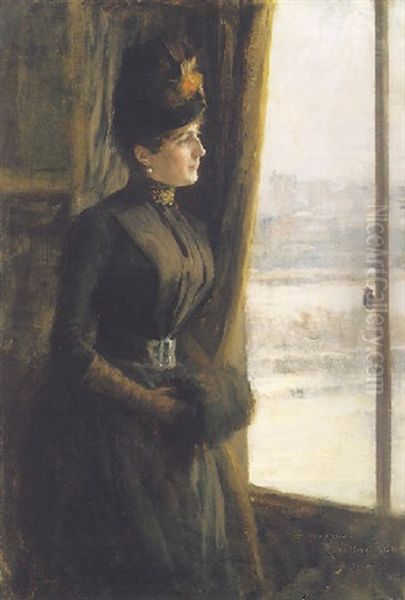 A Winter's Day, Paris Oil Painting by Albert Edelfelt