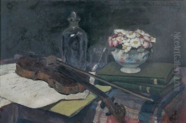 Nature Morte Au Violon by Charles-Auguste Edelmann