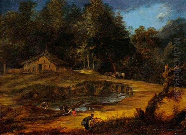 Paysage Aux Pecheurs Oil Painting by Gerard Van Edema