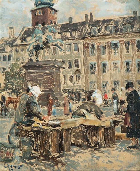 Fish Market Oil Painting by Henning Edens