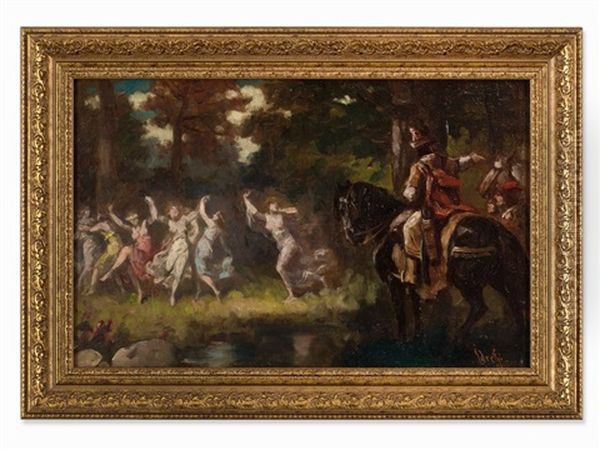 Actaeon Surprises Diana Oil Painting by Gyula Eder