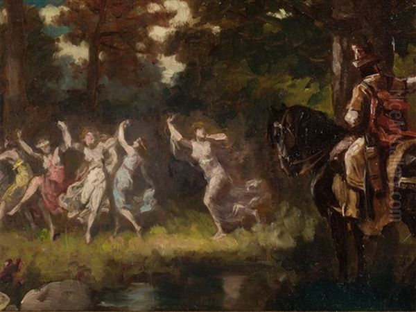 Actaeon Surprises Diana Oil Painting by Gyula Eder