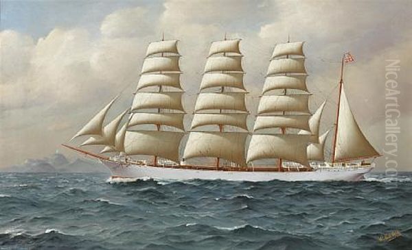 John Ena Sailing On Open Waters Oil Painting by William Edgar