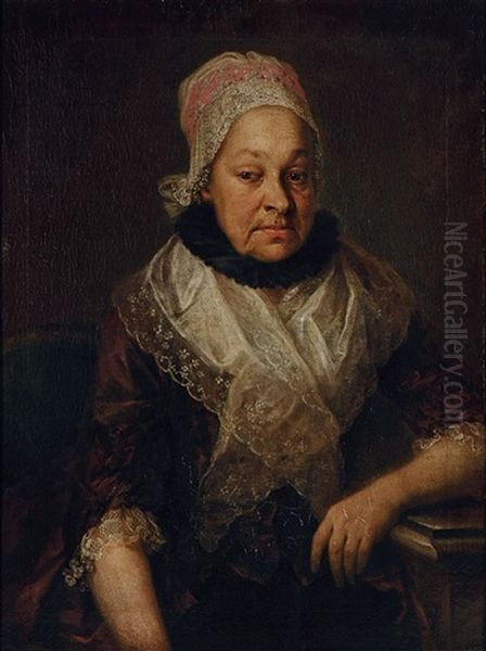 Portrait Einer Alteren Dame Mit Spitzenhaube Oil Painting by Johann Georg Josef Edlinger