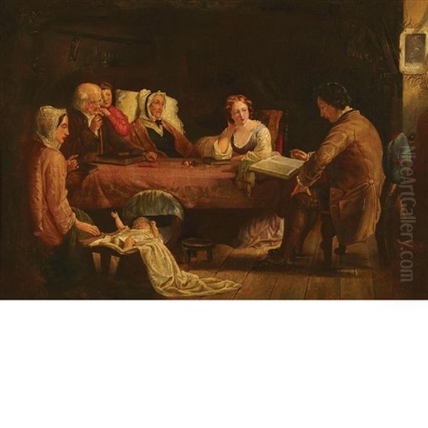 Reading The Scripture Oil Painting by Francis William Edmonds