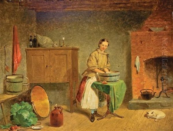 Dame In Kitchen Oil Painting by Francis William Edmonds