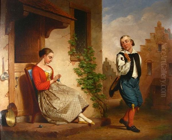 A Sly Expression Oil Painting by Francis William Edmonds