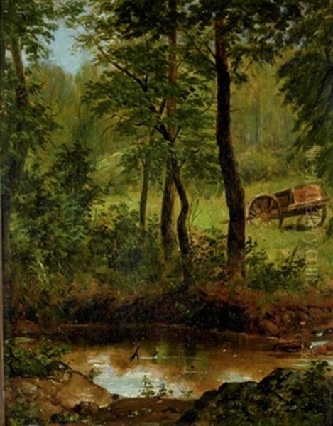 Forest With Pond And Cart by Francis William Edmonds