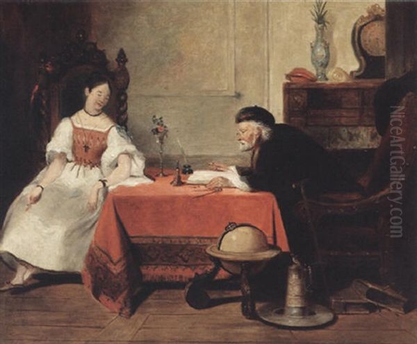 Reading Oil Painting by Francis William Edmonds