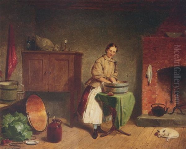 Dame In The Kitchen Oil Painting by Francis William Edmonds