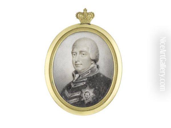 A Portrait Miniature Of George Iii, King Of Great Britain And Ireland), King Of The United Kingdom Of Great Britain And Ireland Oil Painting by Henry Edridge