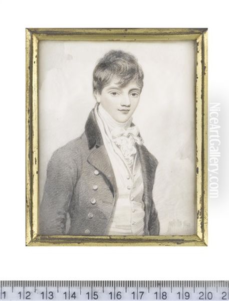 A Young Gentleman, Wearing Dark Coat, White Waistcoat, Chemise, Stock And Frilled Cravat Oil Painting by Henry Edridge