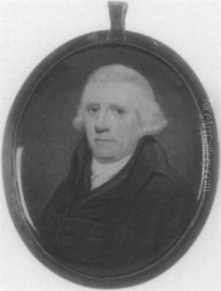 A Gentleman Wearing Black Coat, Matching Waistcoat And White Cravat by Henry Edridge