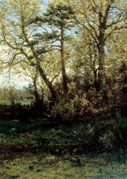 Forest Scene With Farmhouse Oil Painting by Aaron Allan Edson