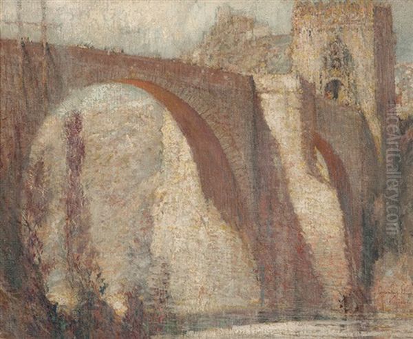 Alcantara Bridge, In The Alcazar, Toledo Spain Oil Painting by George Wharton Edwards