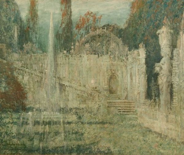 Palace Gardens And Fountain In Caprarola, Italy Oil Painting by George Wharton Edwards