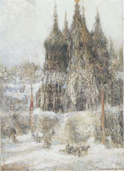 Towers Of Sain Basil, Moscow Oil Painting by George Wharton Edwards