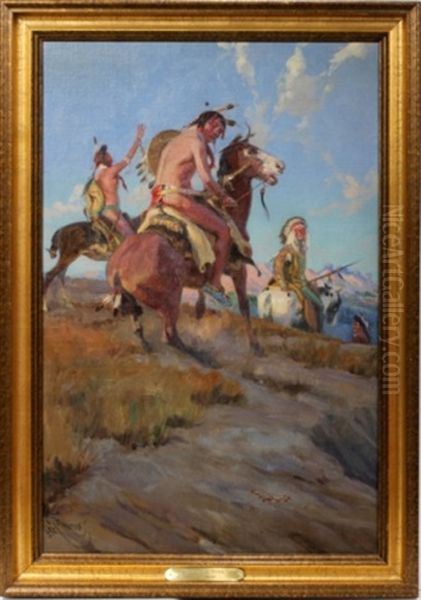 A Hostile Trail Oil Painting by Harry C. Edwards