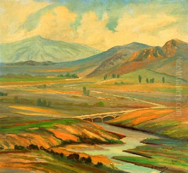 Landscape Sunland - Big Tujunga Wash Oil Painting by Lionel Louis Edwards