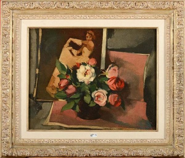 Nature Morte Au Vase De Roses Oil Painting by Jean Van Den Eeckhoudt