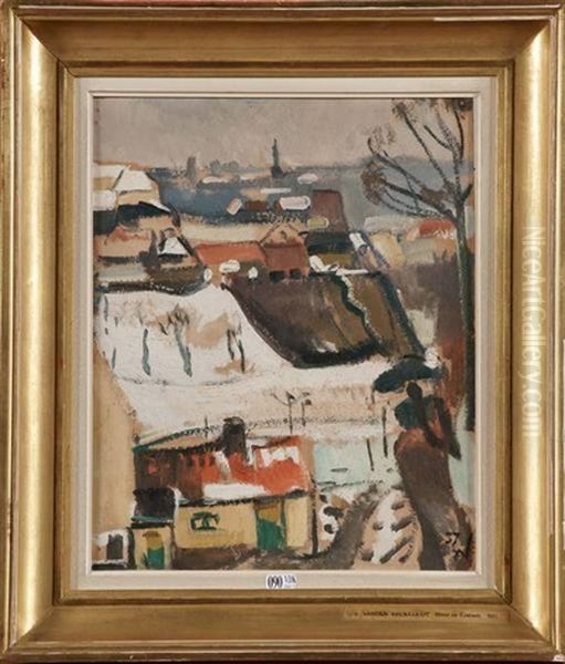 Hiver En Brabant Oil Painting by Jean Van Den Eeckhoudt