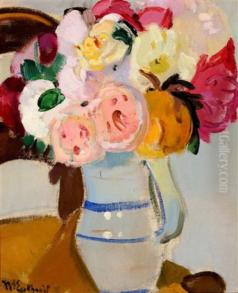 Bouquet De Fleurs Oil Painting by Jean Van Den Eeckhoudt