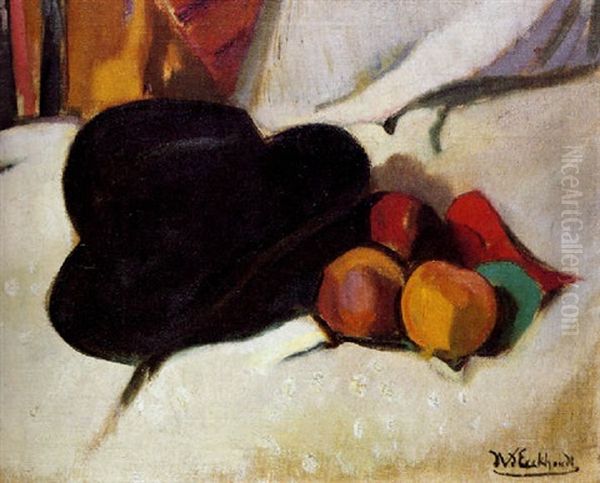 Le Chapeau Noir St Quatre Fruits Oil Painting by Jean Van Den Eeckhoudt