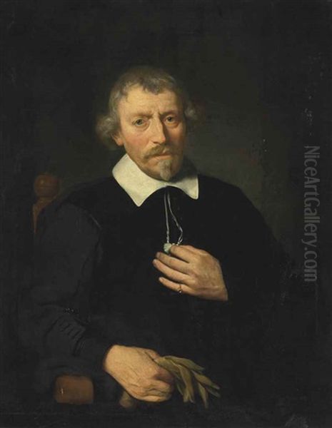 Portrait Of The Artist's Father, Jan Pietersz Van Den Eeckhout (1584 - 1652), Half-length Oil Painting by Gerbrand Van Den Eeckhout