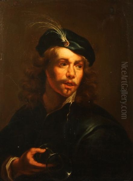 A Young Man With A Glass Oil Painting by Gerbrand Van Den Eeckhout