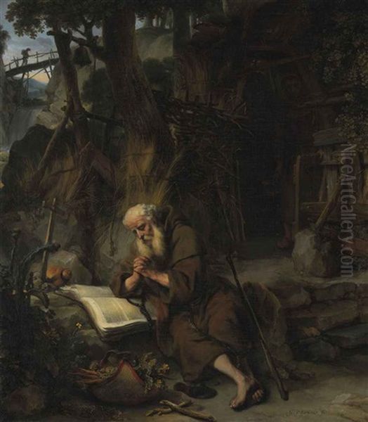 A Hermit Praying Oil Painting by Gerbrand Van Den Eeckhout