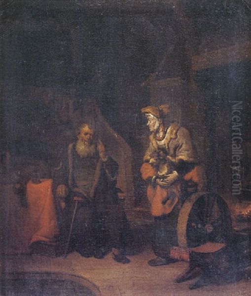 Tobit And Anna (tobias 2:13-15) Oil Painting by Gerbrand Van Den Eeckhout