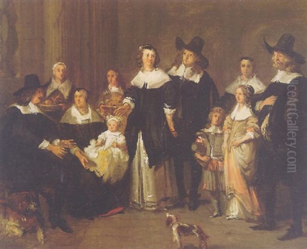 Portrait Of A Family In An Interior Oil Painting by Gerbrand Van Den Eeckhout